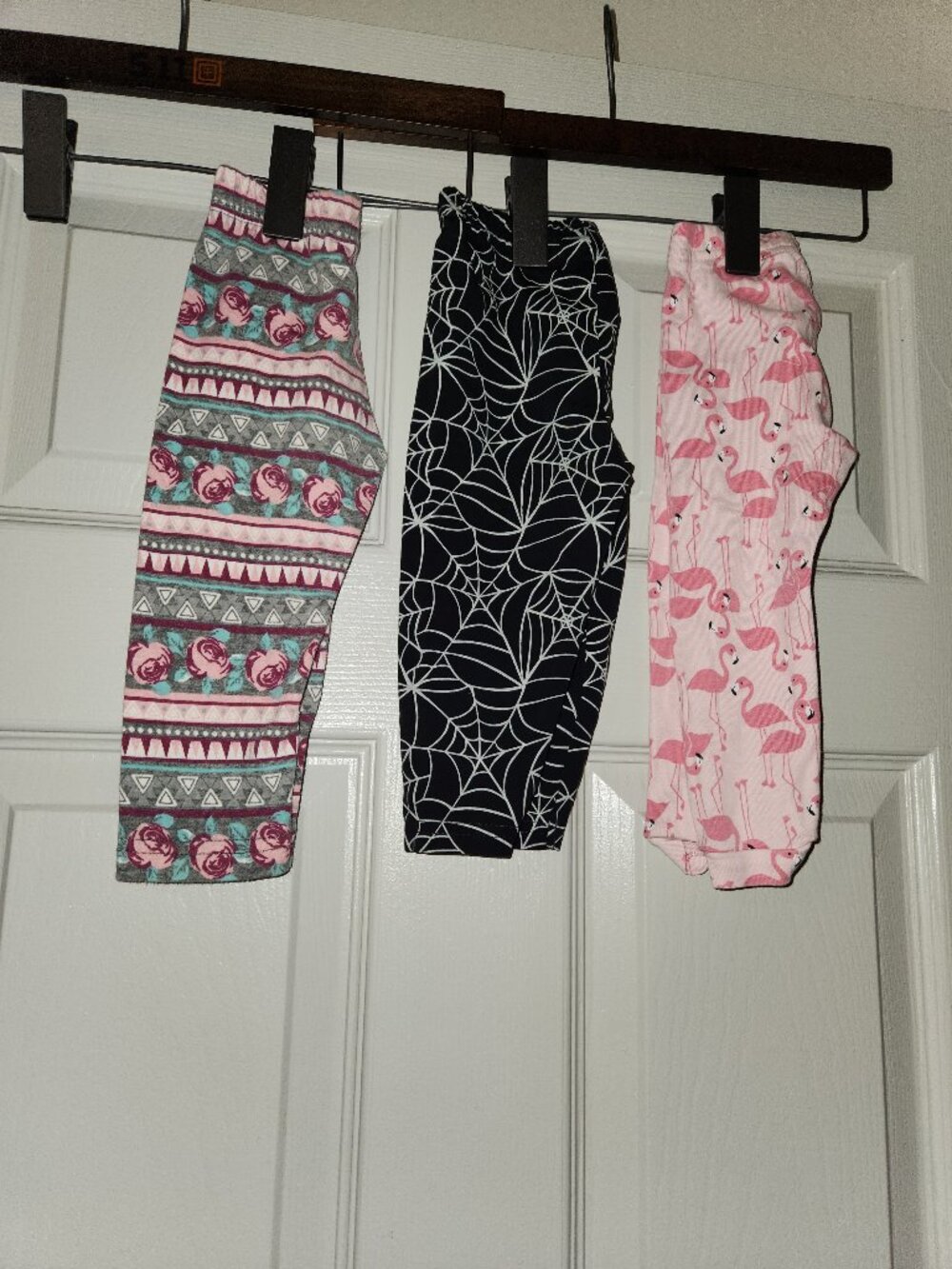 Girls Leggings Lot Size 12M Floral Spiderweb Flamingo Pants Bundle 3 Pair